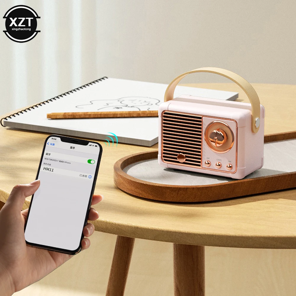 Retro Wireless Bluetooth-Compatible Speaker Vintage FM Radio Portable USB Interface Classical Decoration Speakers Music Player