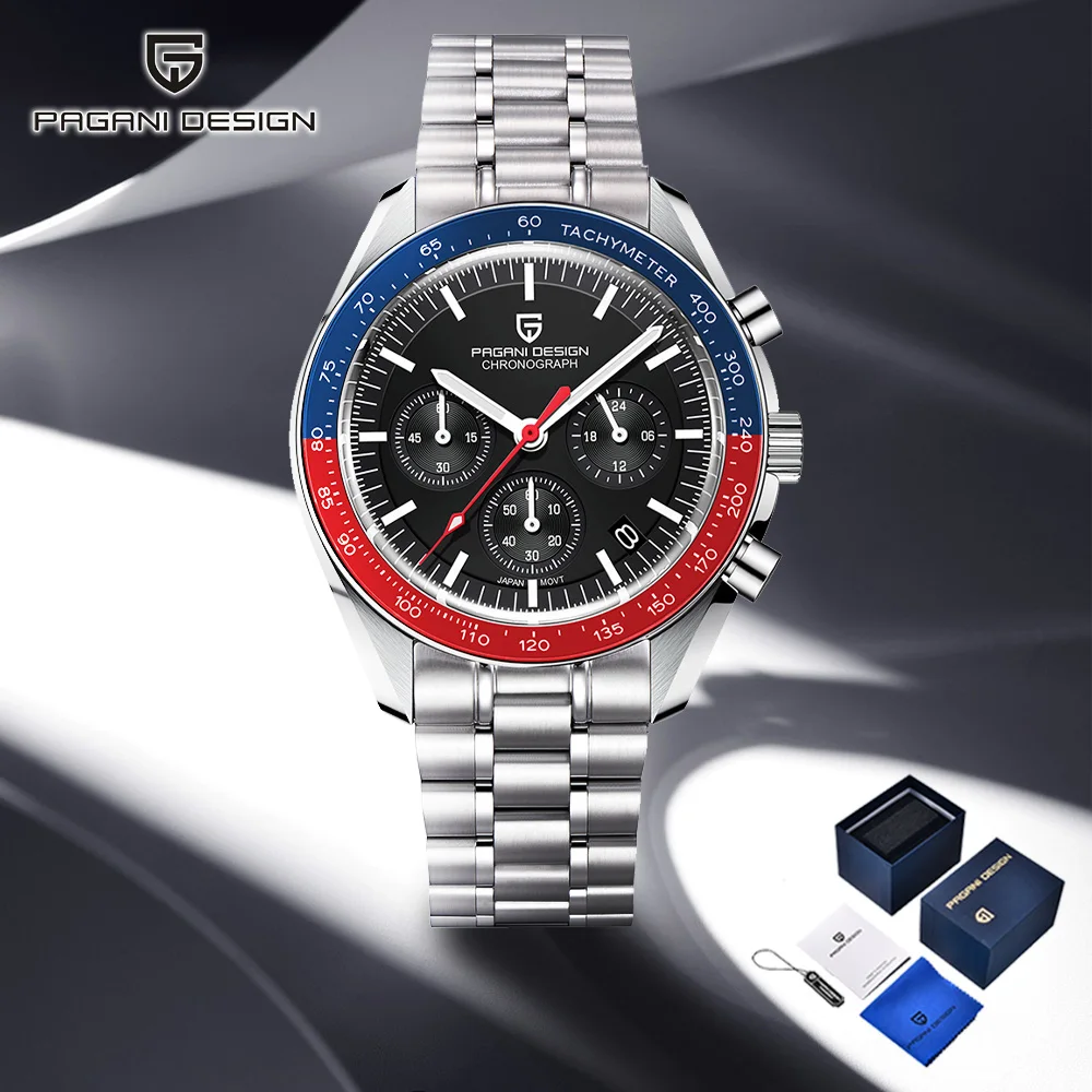 2025 Pagani diseño último reloj para hombre Reloj de cuarzo de negocios Vk63 cronógrafo deportivo luminoso para hombre cristal de zafiro caja de regalo 10BAR