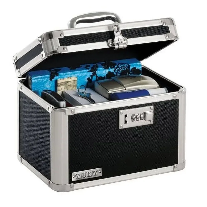 

Combo Lock Storage Box,Portable Locking Storage Box for Filing Letters & Docu Black, Medium Density Fiberboard,