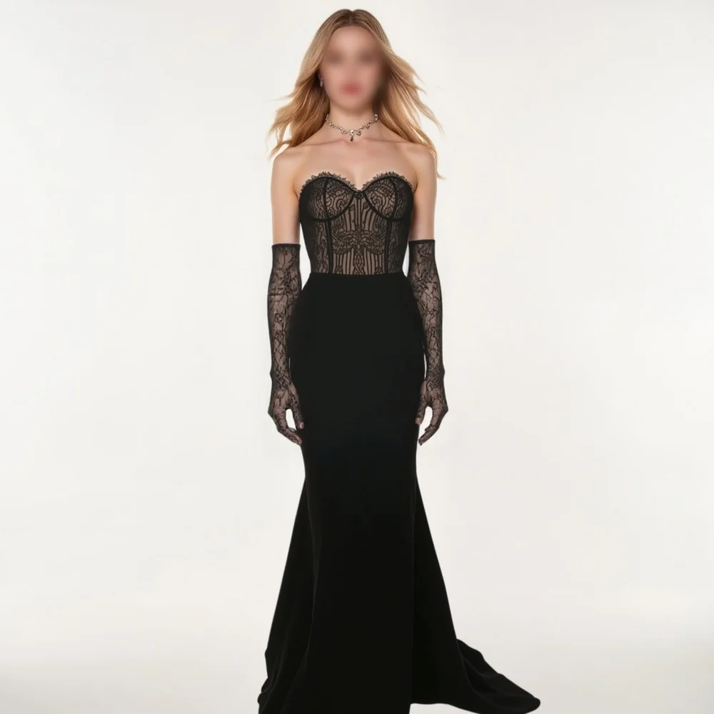 

Customized High Quality Evening Dress Bespoke Occasion Jersey Lace Strapless Charming Mermaid Long Dresses Party Gown