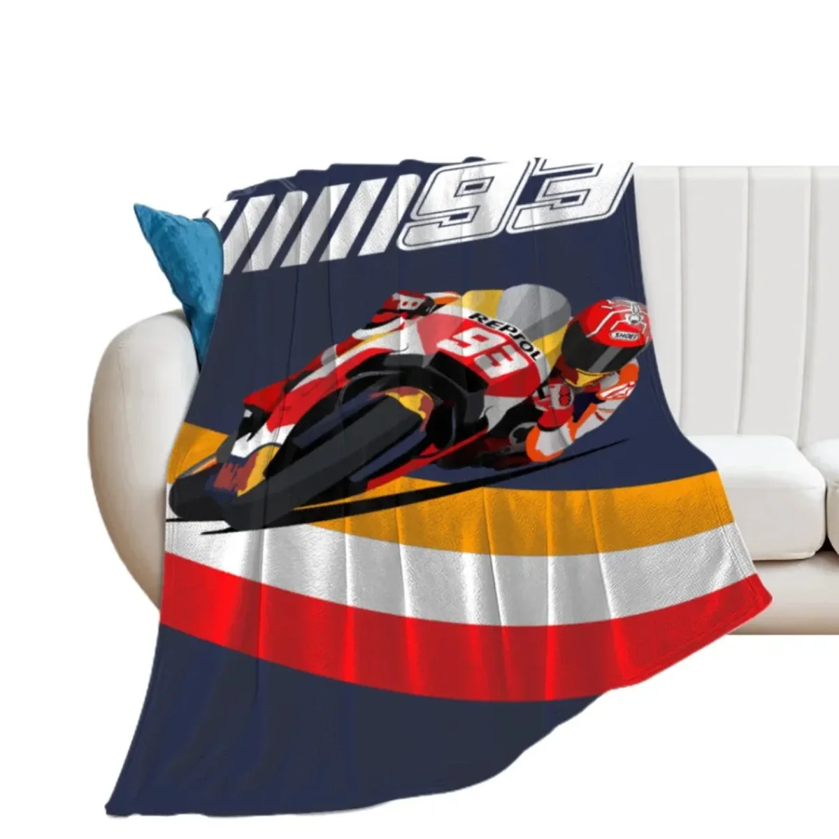 Marc Marquez Motos Gp 93 Throw Blanket Fuzzy Warm Throws for Winter Bedding3D Printing Soft Micro Fleece Blanket