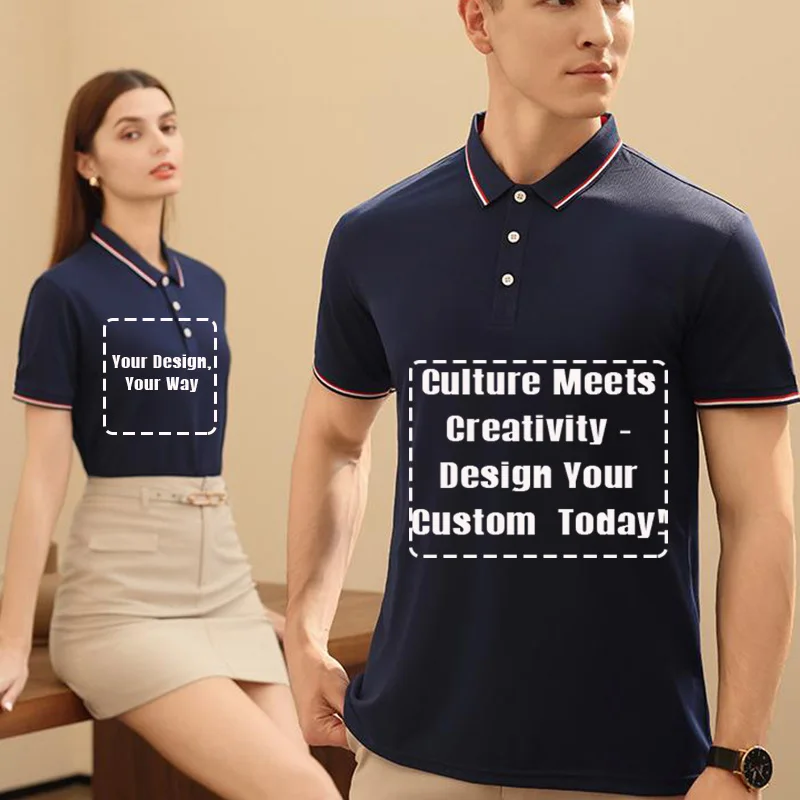 Wear Your Story – Customize Your Culture Contrast ice silk pullover Men POLO Shirt Man single-breasted Top Short Sleeve LS-8809