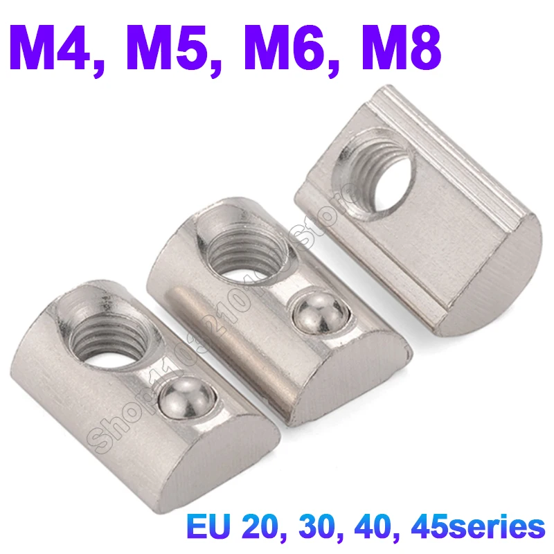 M4 M5 M6 M8 Roll in Spring T-nut with Ball for Aluminum Extrusion with Profile 2020 3030 4040 4545Series Aluminum Profile Groove