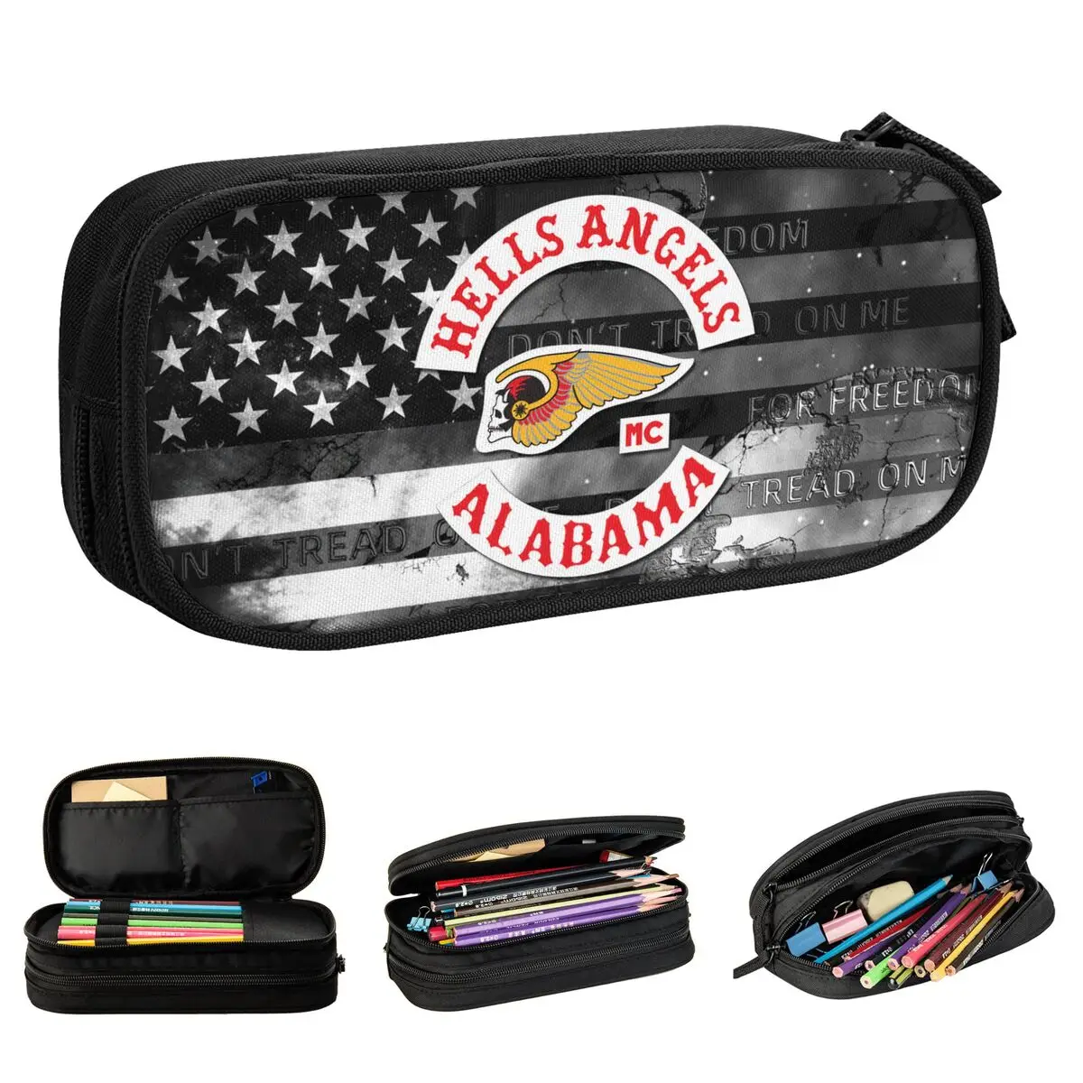 Hells Angels Motorcycle Club Pencil Case Cute Pen Bag Student Large Storage Students School Cosmetic Pencilcases