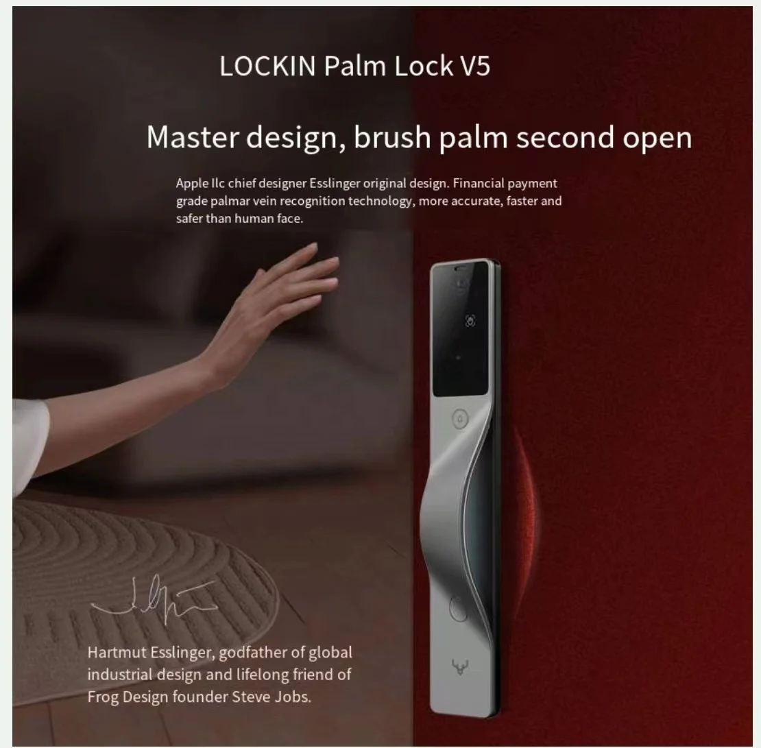 V5-1 Max Lock In Palm Vein 3D Face Recognition Visual Camera Homekit Siri Smart Intelligent Electronic Fingerprint Door Lock