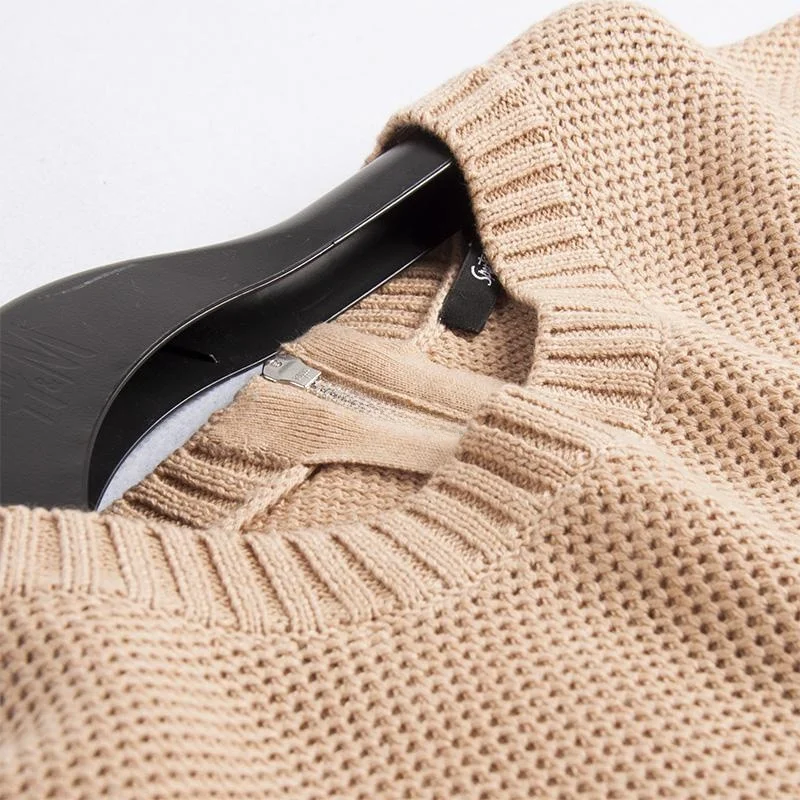 

Simple Versatile Loose Long Knitted Sweater Women's Spring Outerwear round Hem Pullover Warm Long Sve round Ne Top