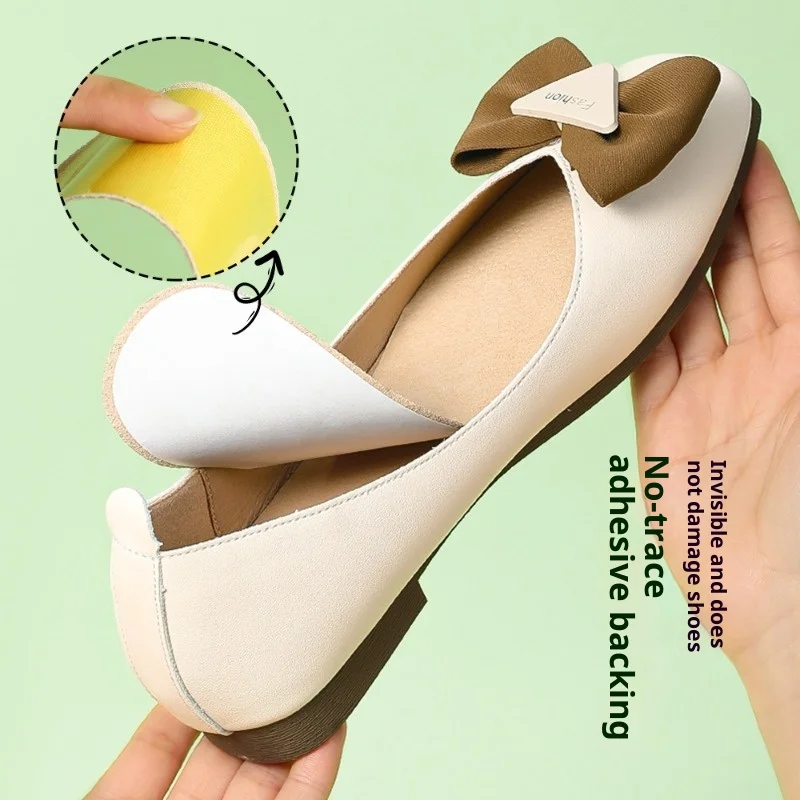 Women Self‑Adhesive Pig Leather Insoles Barefoot Use Breathable Sweat‑Absorb Ultra‑Thin for High Heels Pumps Summer