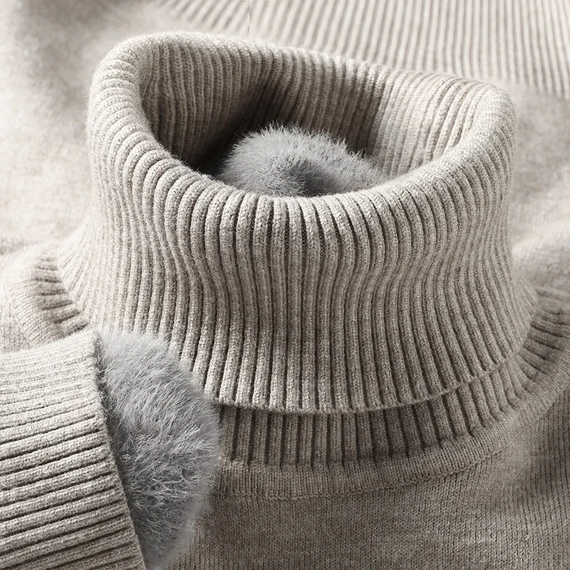 

Sweatwear Mens Anti-pilling High Quality Knitted Turtleneck Slim Fit Long Sleeve Pullover Solid Color Trend Men Clothing