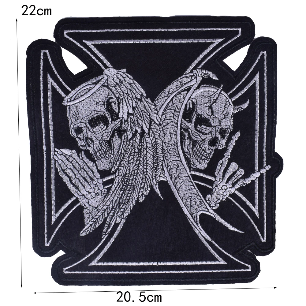 Big Black Skull Embroidery Patches Fabric Iron on Patch Sew-on Embroidered Appliques Thermo Stickers DIY Clothing Repair