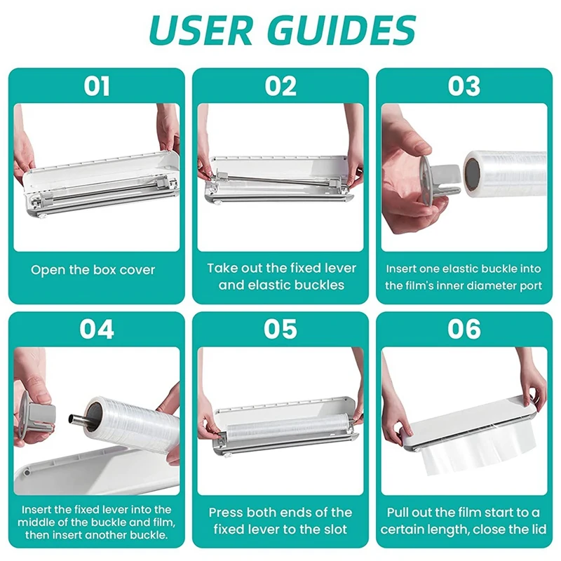 Refillable Plastic Wrap Dispenser, Cling Wrap Dispenser With Slide Cutter, Reusable Food Wrap Dispenser, Foil And Cling