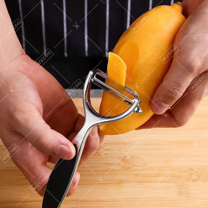 WXCOO Stainless Steel Fruit Peeler Multifunction Kitchen Knife for Vegetable Cutting Slicing Fruit Cooking Cutter Tools 2-In-1