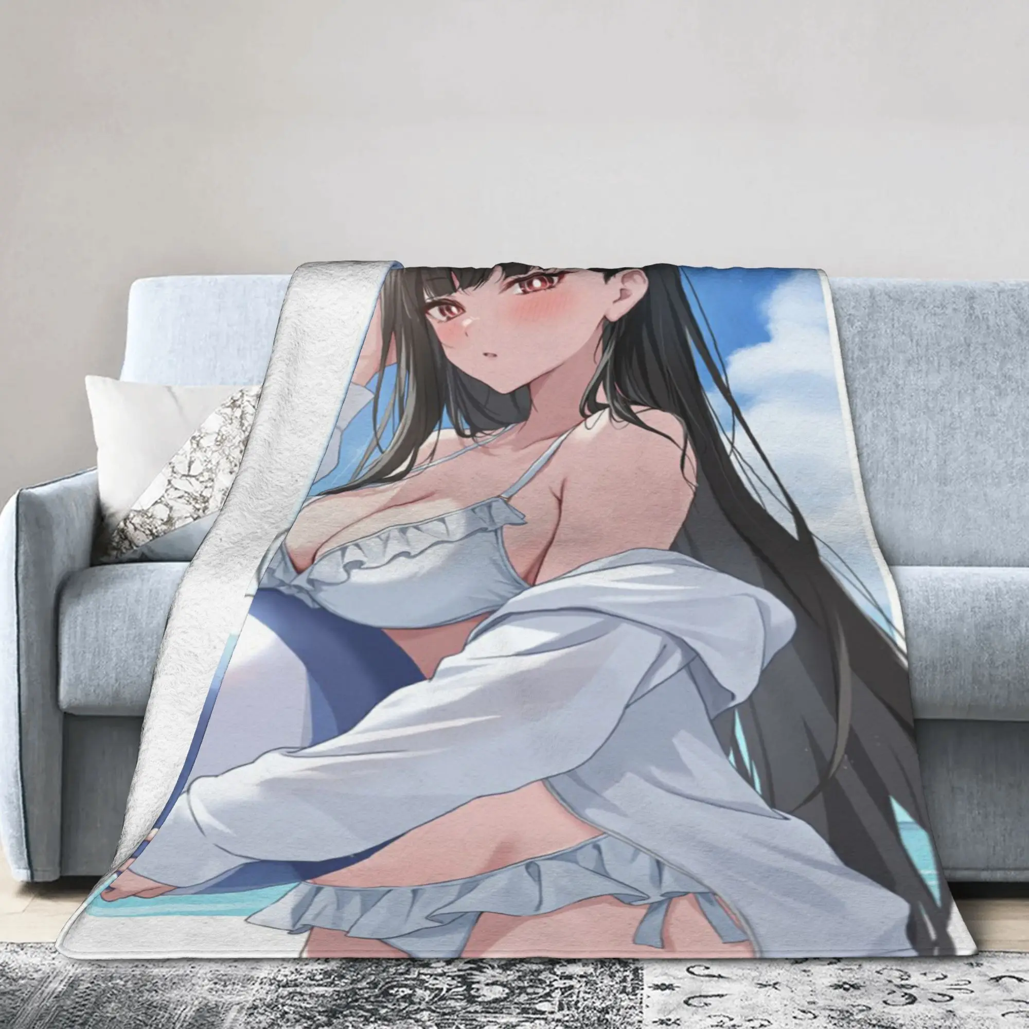 swimsuit with anime patterns Flannel printed blanket suitable for all seasons suitable for living room office sofa and travel
