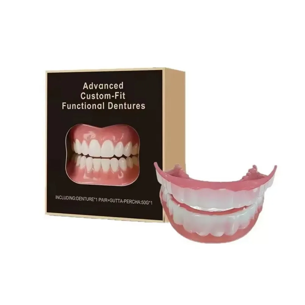 Temporary Silicone Fake Teeth Veneers Set, Upper & Lower False Teeth Kit, Soft Comfortable Cosmetic Teeth for Oral Beauty image 6