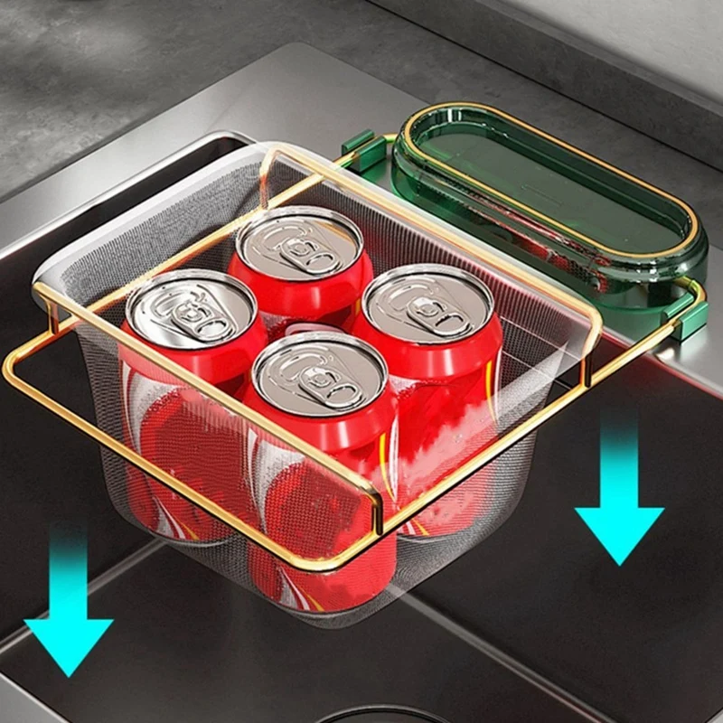 

A-Kitchen Sink Filter Rack Foldable Sink Strainer Corner Filter Mesh Bag Shelf, Durable