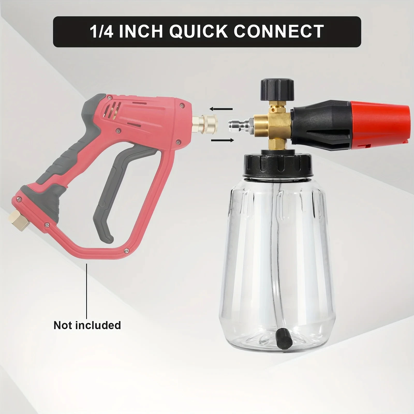 Hochleistungs-Verstellbare Schaumkanone 1L Weithalsflasche Dickflüssiger Schaumsprüher 1/4" Schnellanschluss Hochdruckreiniger-Werkzeug – Detail 5