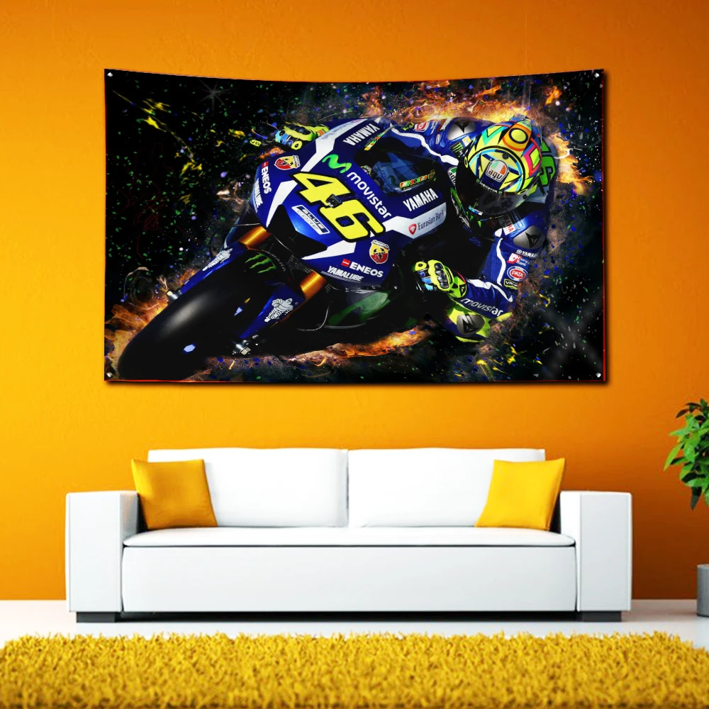 3x5 Ft Motorcycle Racing Doctor Flag Polyester Digital Printing Banner for Wall Art Out Door Decoration With Brass 46 Grommets