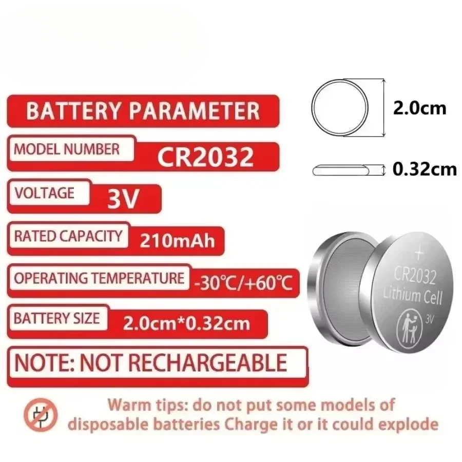 5-50PCS CR2032 Lithium Button CR 2032 Battery High-Capacity Compatible with Air Tag Key Calculators Coin Counters Watches Etc