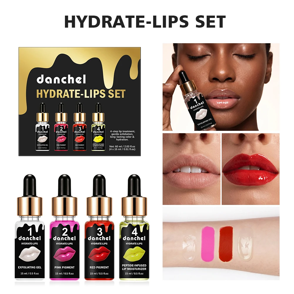 Set Hidratante para Labios, Exfoliación Suave, Color Duradero, Nutrición Profunda, Brillo Labial BB, Combo 4 en 1, Set Completo de Cuidado Labial, Maquillaje