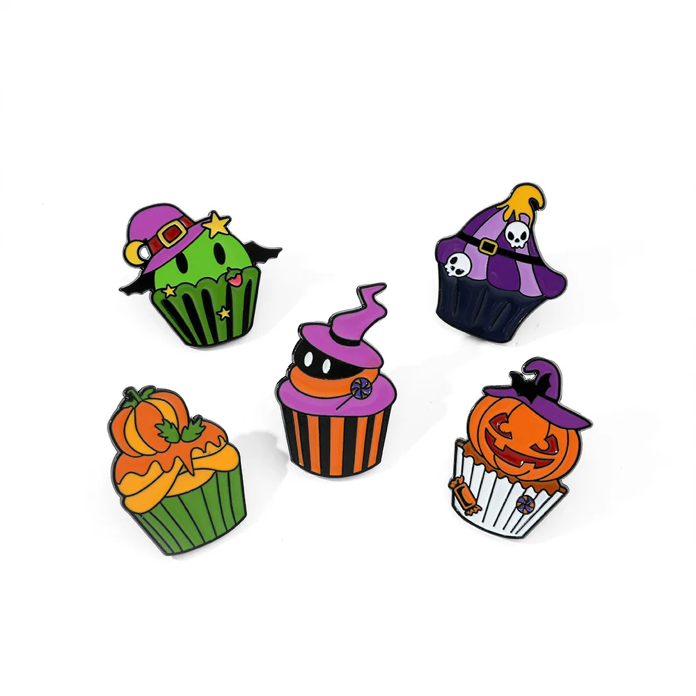 

1 Set Halloween Cupcakes Enamel Pins Cartoon Badges Metal Lapel Brooch for Backpacks Brooches Fashion Jewelry Accessories Gifts