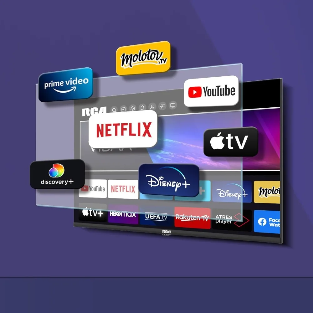 تلفزيون RCA VRS32HQ1 الذكي 32 بوصة (80 سم) WiFi VIDAA تلفزيونات متصلة بدون حواف مع موالف ثلاثي (DVB-C/S2/-T2)