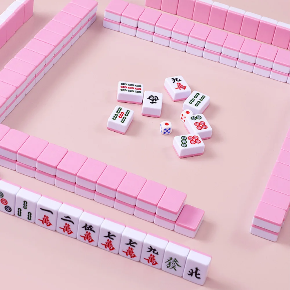 

Mini Mahjongs Board Game 24/26/30mm 144pcs Portable Travel Set Chinese Mahjong Tile Classic Traditional Family Tabletop Game