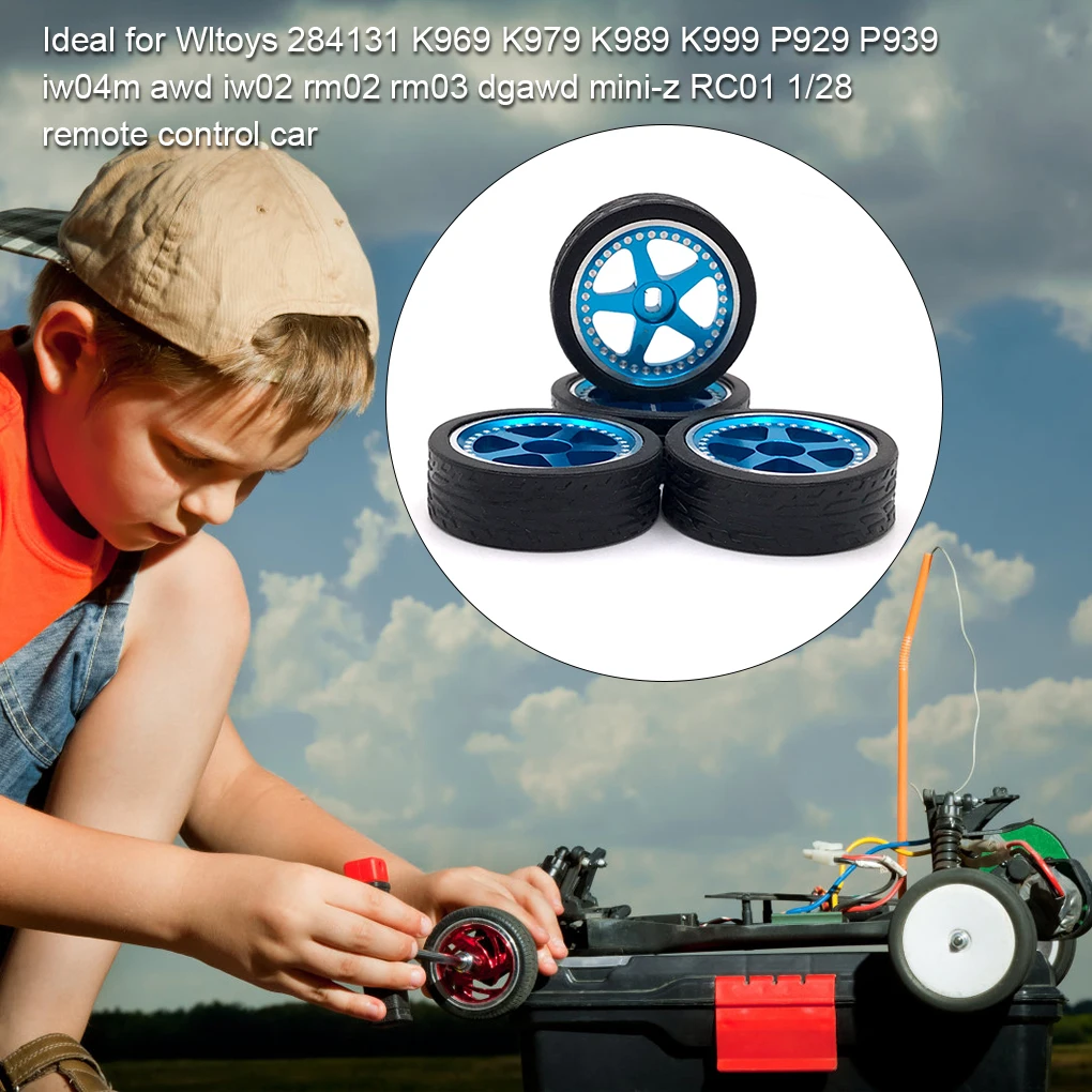 4 قطعة 1/28 نموذج التحكم عن بعد حافة عجلة السيارة تعديل مقلد #6
