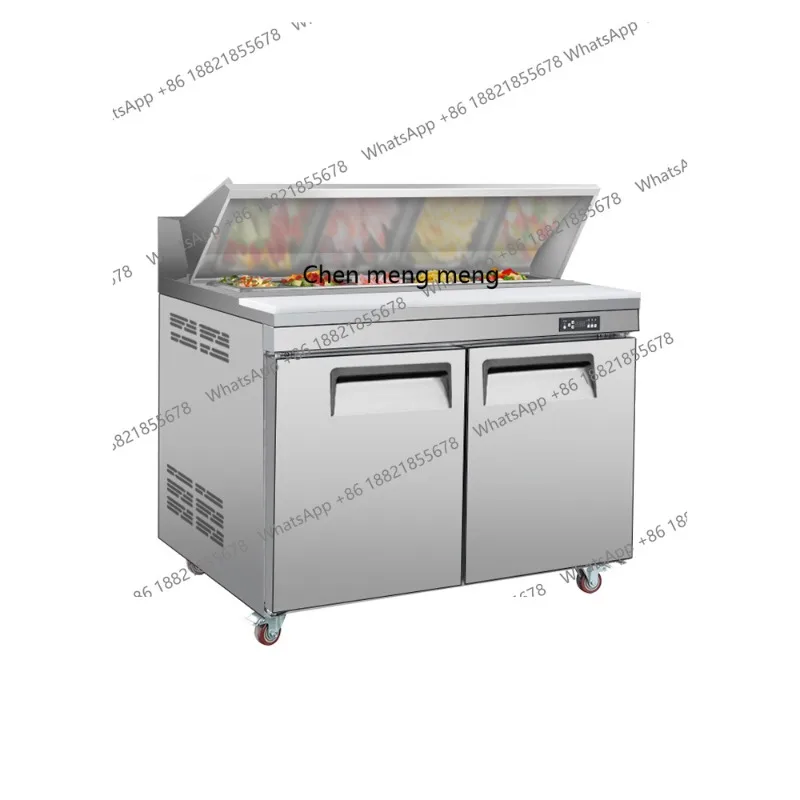 

Commercial pizza salad crisper workbench air cooler pizza spreading operation table