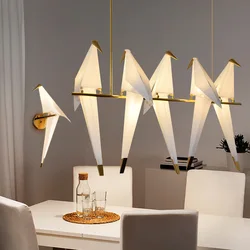 Modern Paper Crane birds Hanging lamps Vintage Chandeliers Restaurant Living Dining Children's Room LED Bird Design Pendant Lamp