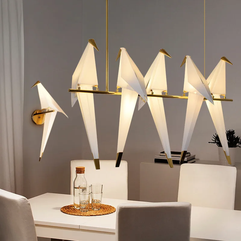 modern paper crane hanging lampadas lustres vintage restaurante living jantar quarto de crianca led bird design pendant lamp 01