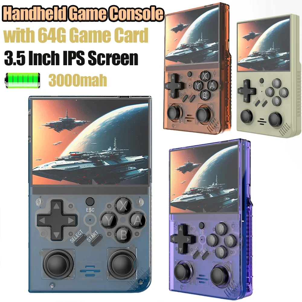 R35 Plus Handheld Video Game Console 3000mAh 3.5 Inch IPS Screen Portable Handheld Video Player 10000+ Games Gift for Boys Girls