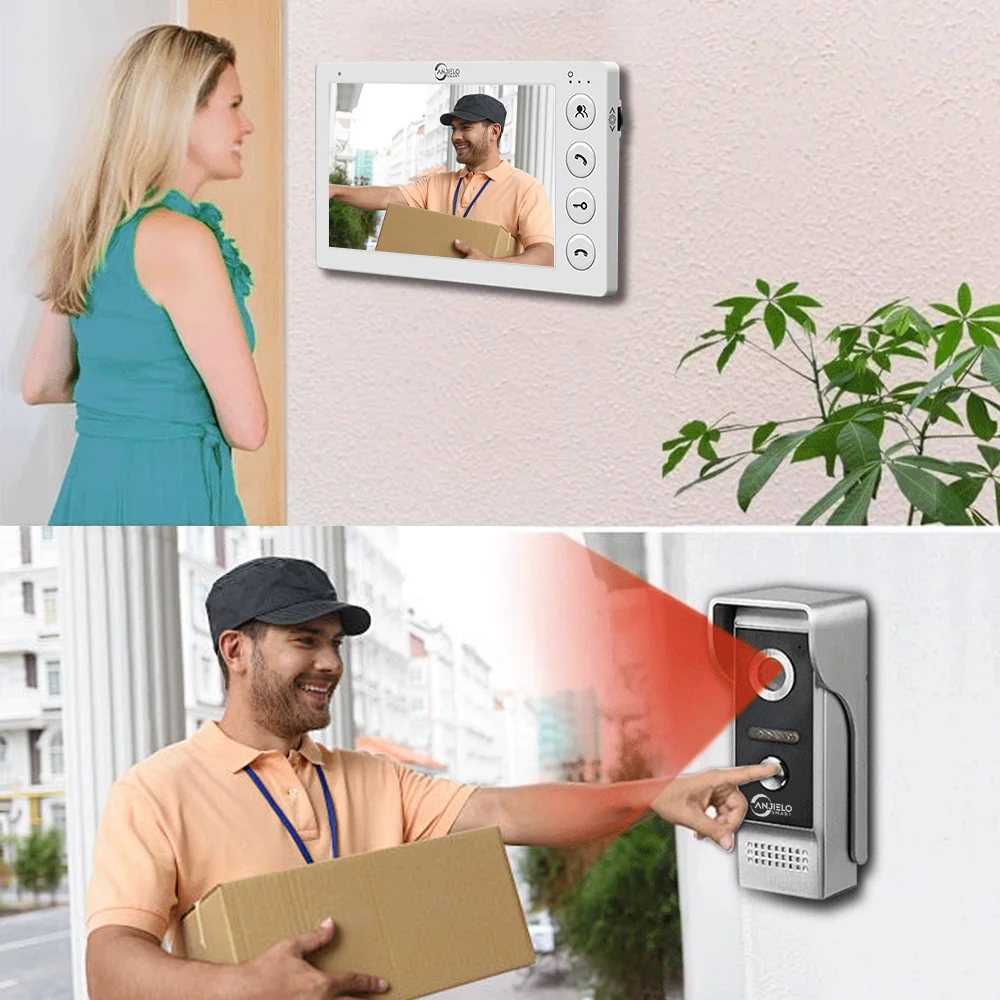 7 Inch Video Intercom System Outdoor Metal Doorbell Waterproof Cold Resistan Video Door Phone for Home Night Vision Lock Unlock