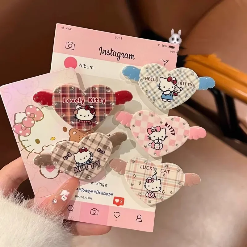 Sanrio Cartoon Headwear Hair Clip Sweet Girls HelloKitty Duckbill Bangs Hair Accessories Cute Children Kuromi Polka Dots Clip