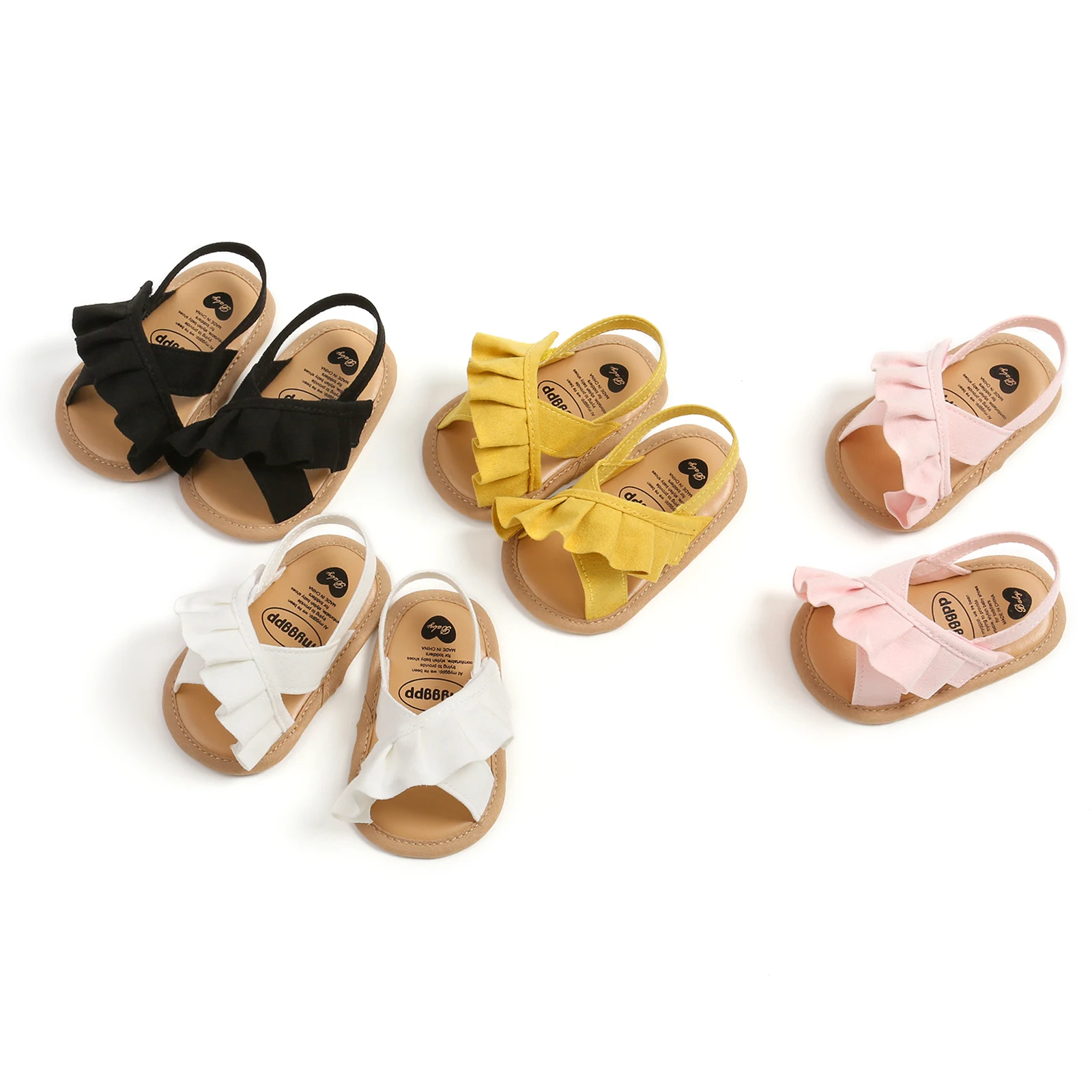 MA & BABY-Chaussures d'été pour bébés filles, sandales à volants, pour les premiers pas des tout-petits, de 0 à 18 mois