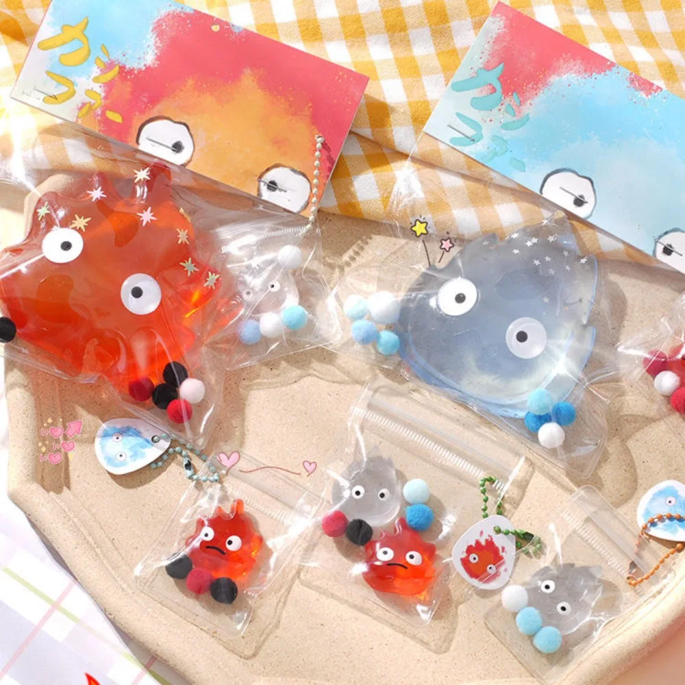 Engraçado calcifer fogo boneca squeeze brinquedos anime chaveiro mini anime squeeze saco kawaii dos desenhos animados criativo bonito squeezetoy festa favores