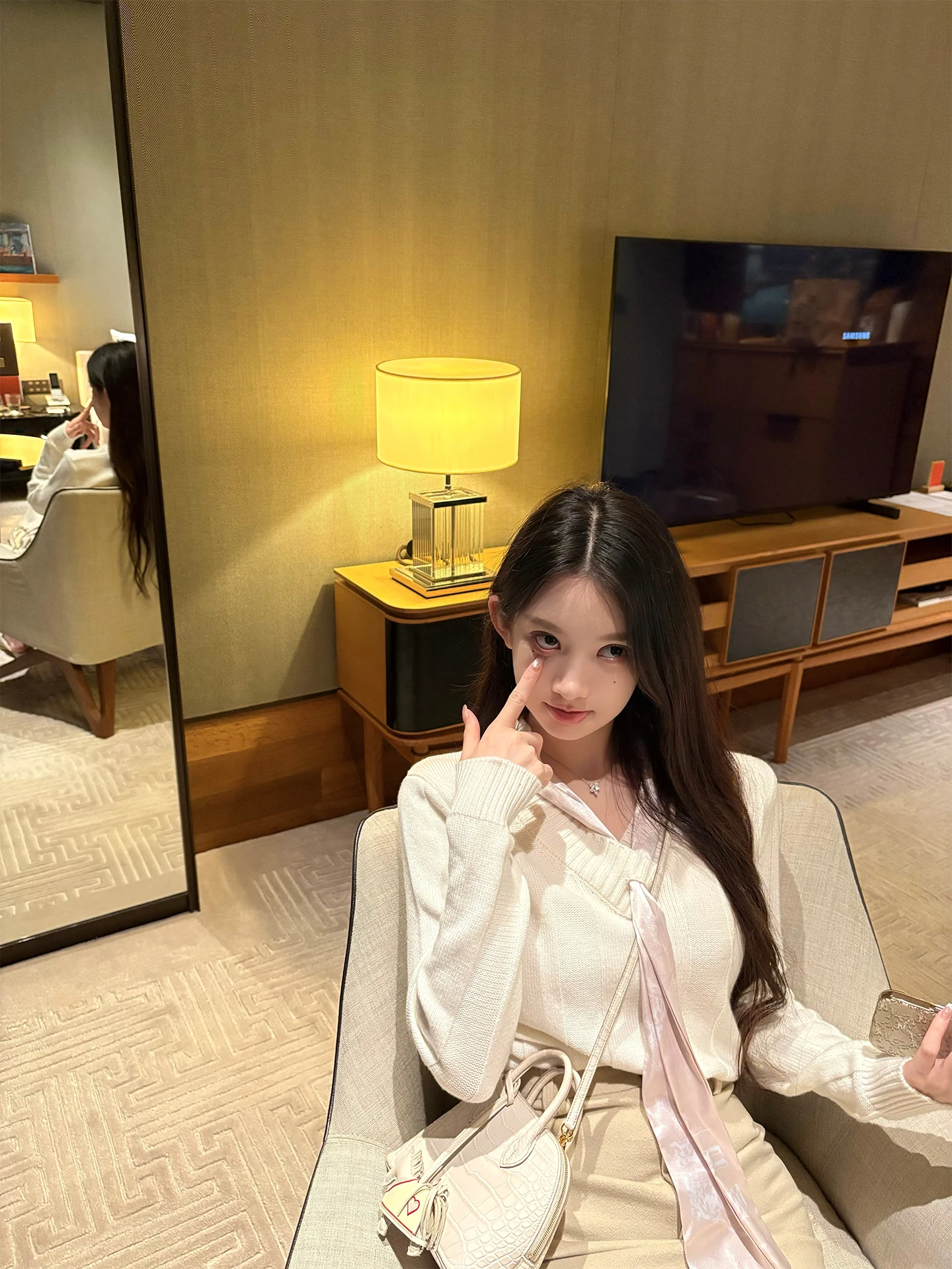 

Уютный вязаный топ Good Morning Fan Fan Gentle Loing Old Money с атласным принтом, съемными элементами, для женщин, весна-осень, корейский стиль