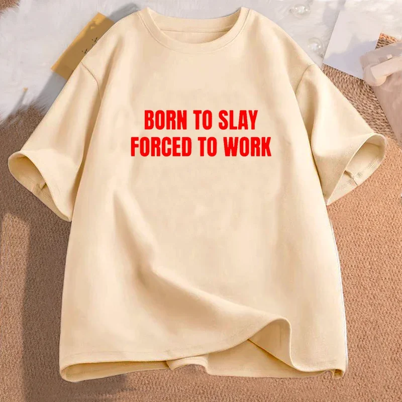 تيشيرتات نسائية بأكمام قصيرة مطبوع عليها حروف ملابس جمالية للسيدات ملابس هاراجوكو بأكمام قصيرة غير رسمية