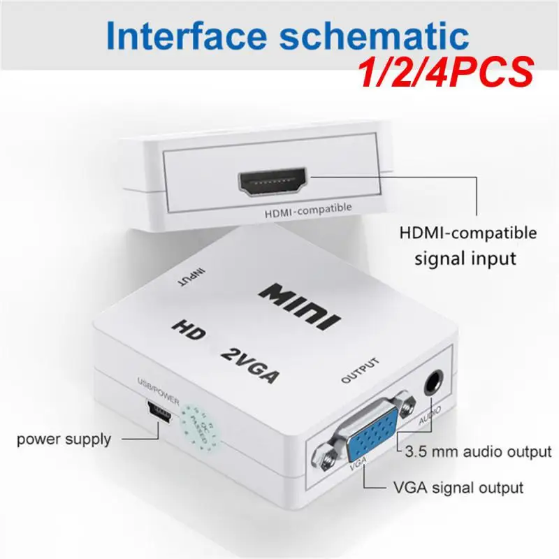 1/2/4PCS to HDMI-compatible Adapter Converter VGA2HD Video Box Audio Adapter 1080P For Notebook PC HDTV Projector TV