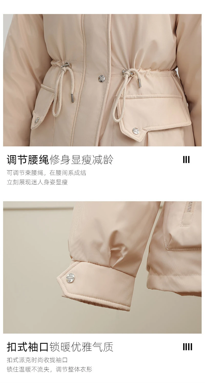 Winter New Warm Down Cotton Jacket with Large Fur Collar Hooded Coat Loose Women Thicken Parker Puffer Overcoat Casual Wear