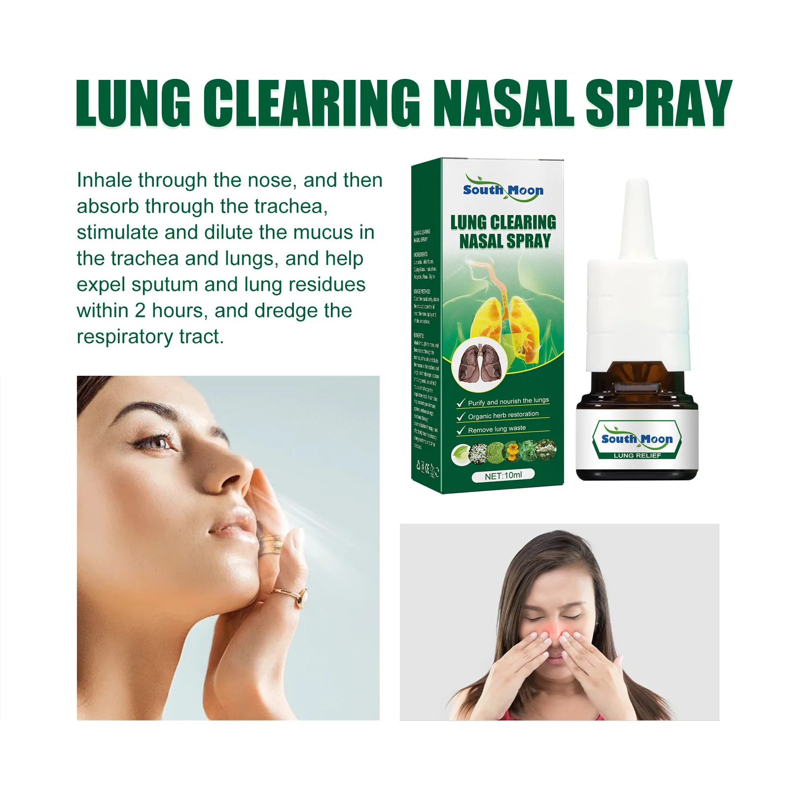 Lung Clearing Nasal Spray Purify  Nourish  Lungs Relieve Nasal Obstruction Remove Nasal Discomfort Stop Snoring Runny Nose Spray