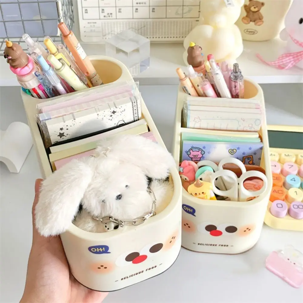 Cartoon Cute Pen Holder Large Capacity High Quality Stationery Storage Box Plastic Multi-function Desktop Organizer