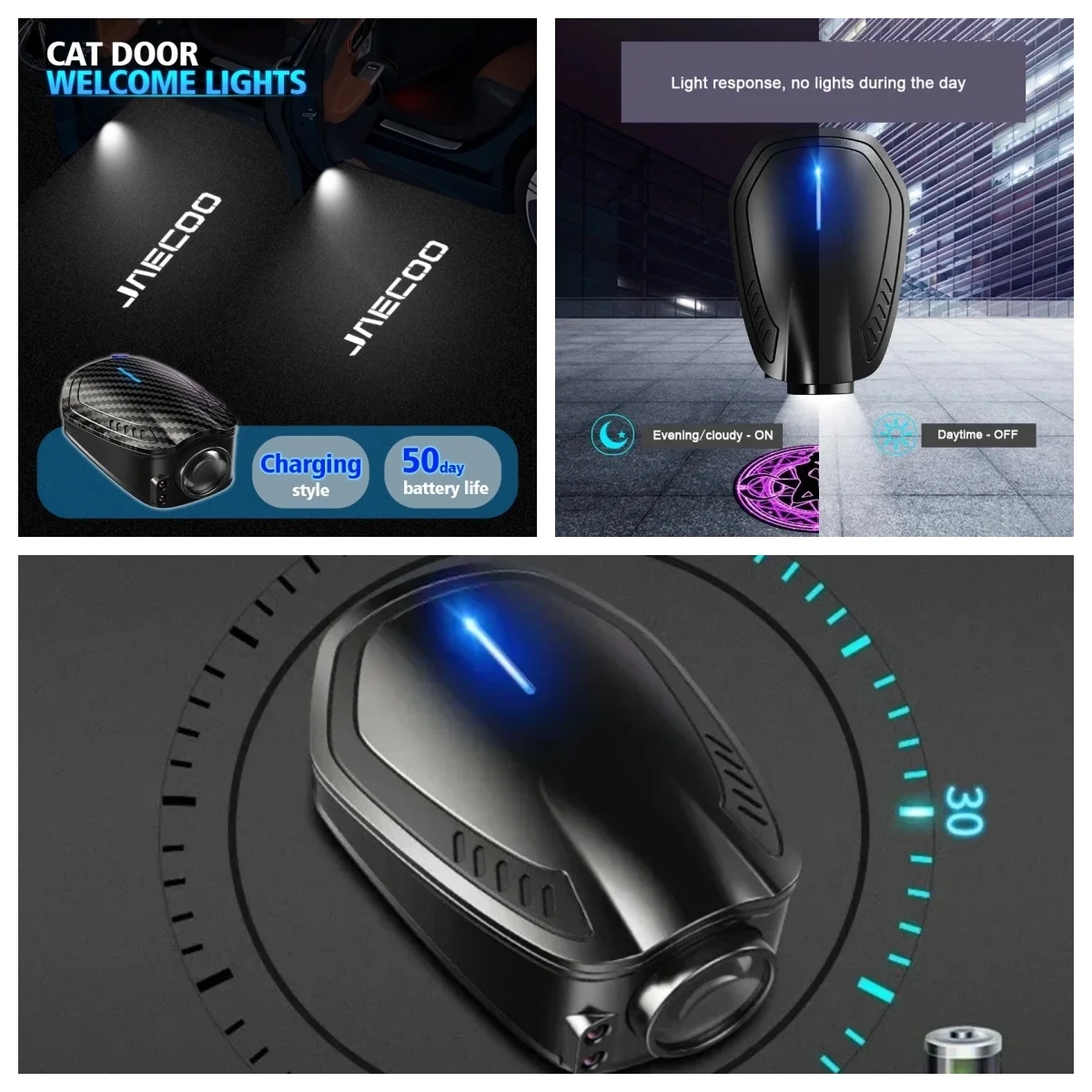 2Pcs Rechargeable Wireless Car Door Welcome Logo Projector Light For Jaecoo J7 J8 J9 J5 J6 Courtesy Door Lamp Exterior Decor Acc