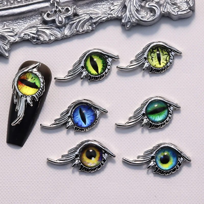 10PCS 3D Alloy Demon Pupil Nail Art Charms Parts Evil Eyes Accessories For Manciure Decor Nails Decoration Supplies Material AR