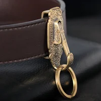 Vintage Pure Brass Belt Buckle With Keychain Clip - Keychain Compatible Buckle For Belts, Durable Waist Accessory Suitable For D