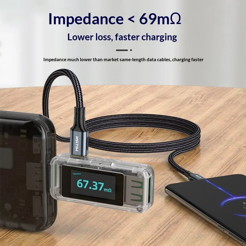 1PCS Type-C data cable braided wire 5A super conductive double-ended Emarker wear-resistant gold-plated TCC