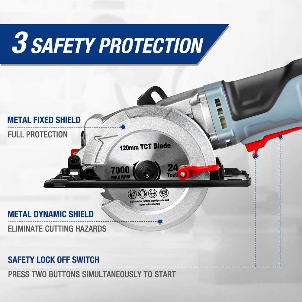 750W WORKPRO Electric Mini Circular Saw Multifunctional Electric Saw With TCT Blade and Diamond Blade Sawing Machine Power Tools