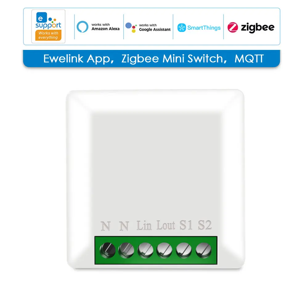 EWeLink-miniinterruptor inteligente ZigBee 3,0, dispositivo compatible con Alexa, asistente de Google, Yandex Alice,Smartthings Hub, 16A