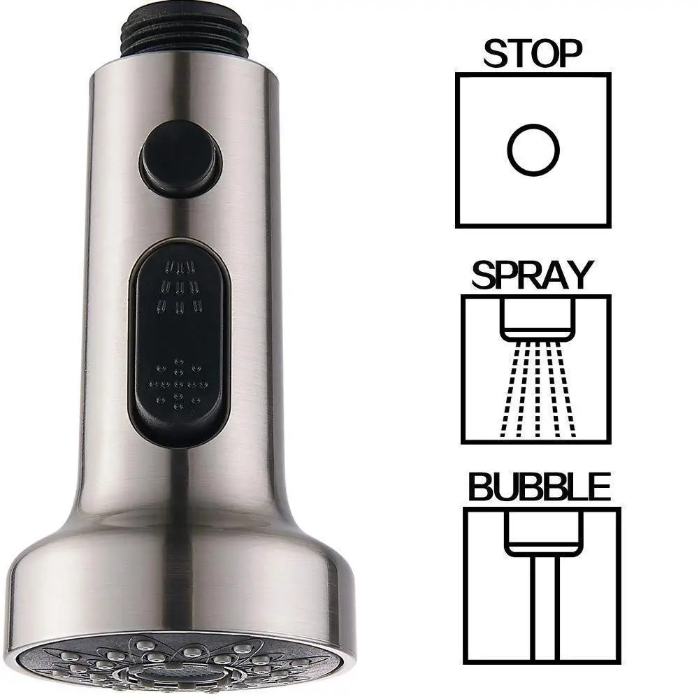 Three-function Pauseable Pull-out Shower Head for Faucet Accessories Kitchen Sink Sprayer, Pull-out Faucet Head