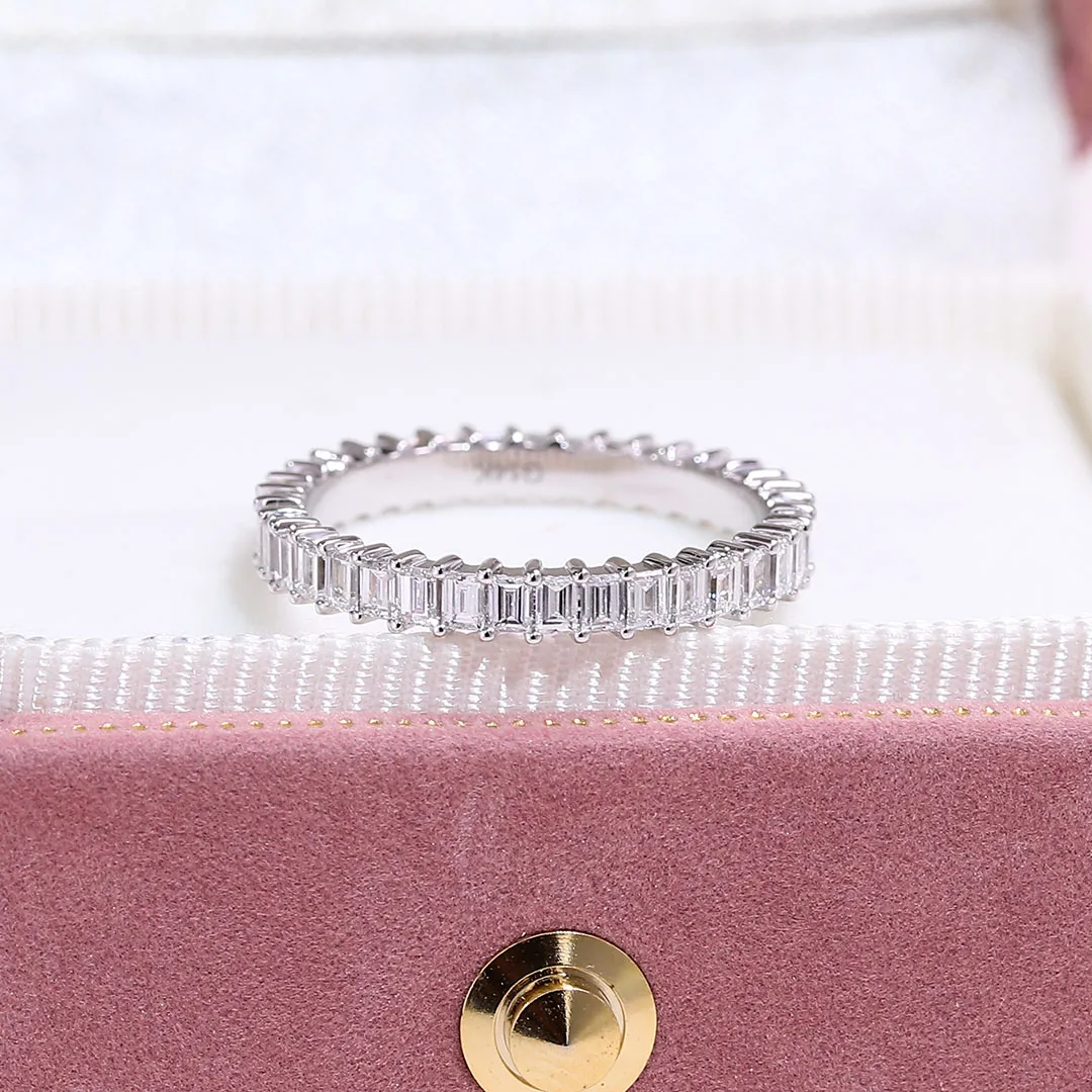 Anello a fascia intera classico Provence Anello da 14 kg in oro DEF/VVS con diamanti coltivati in laboratorio per le donne Matrimonio Fascia a una fila personalizzata personalizzata