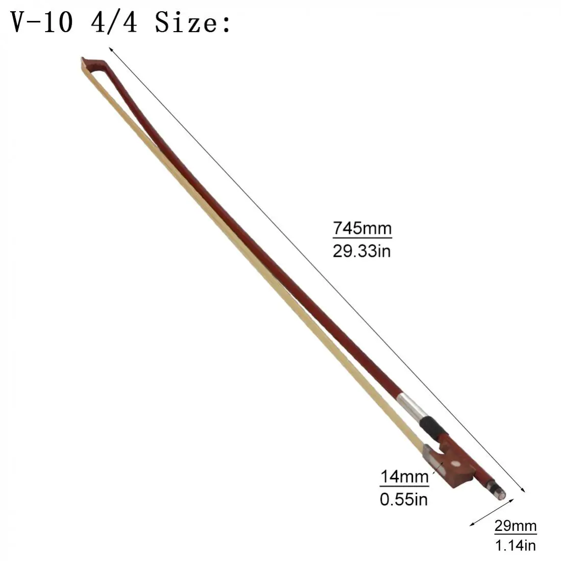 Jujuba Wood Frog Violino Bow, White Horsehair Fiddle Bow, Peças de instrumentos de cordas Peças, 4/4, 1/4, 1/2, 1/8