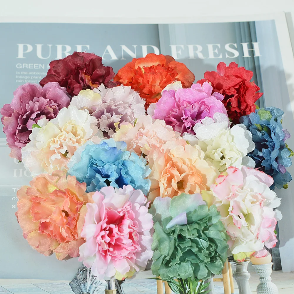 20/50pcs 4.5cm Carnation Artificial Silk Flower Heads Autumn Peony For Wedding Home Decoration Chrismas Gift Crafts Fake Flowers